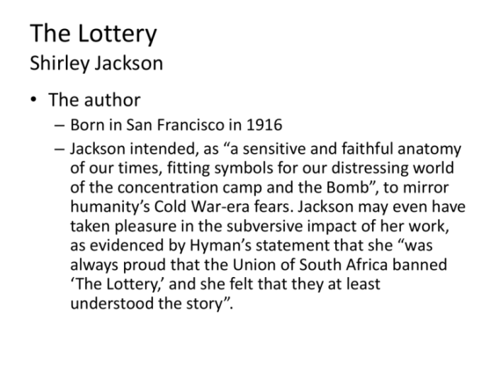 Conflict shirley jackson lottery