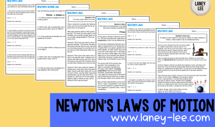 Newton's laws worksheet with answers