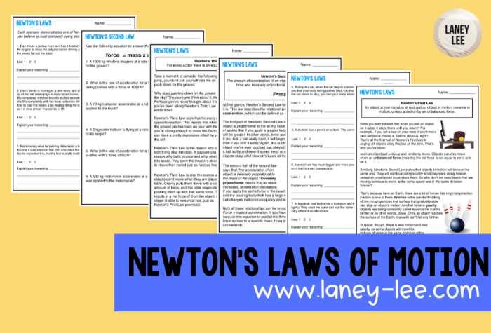 Newton's laws worksheet with answers