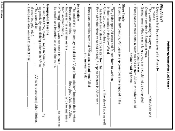 Africa geography cloze notes 1