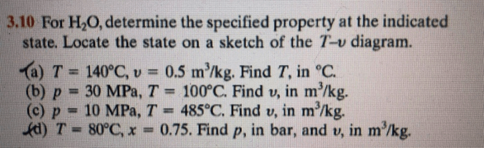 For h2o determine the specified property