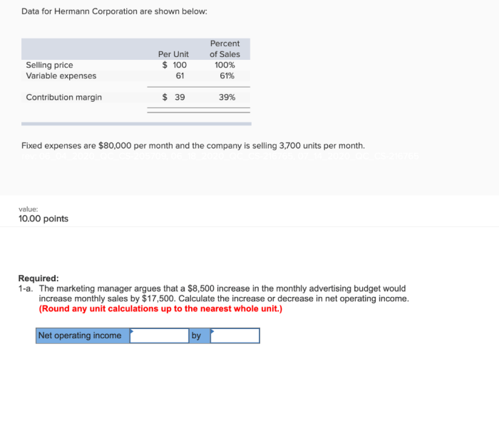 Data for hermann corporation are shown below