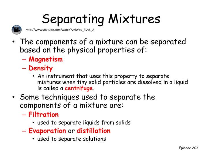 Separating a mixture lab answers