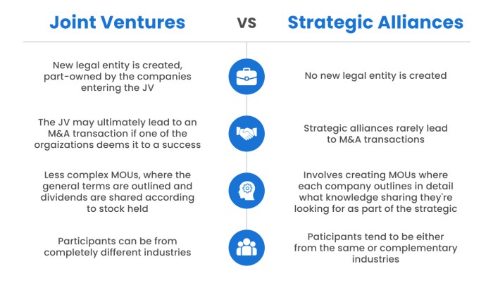 Identify a true statement about alliances and joint ventures